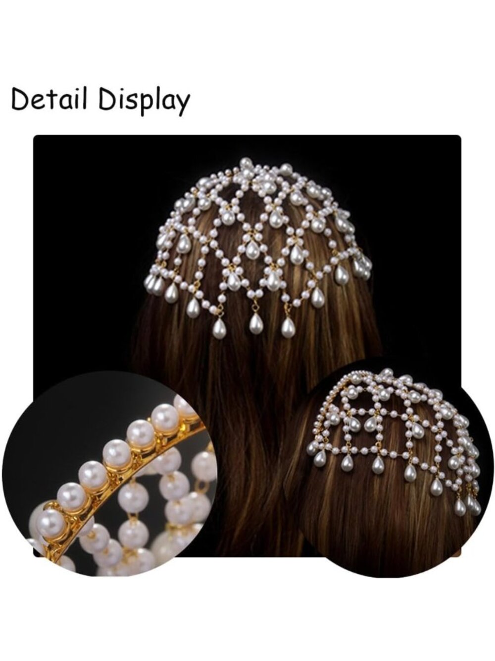 Elegant Gold Pearl Fairy Headpiece - 1920s Flapper Hair Accessories for Women - Picture 5 of 6
